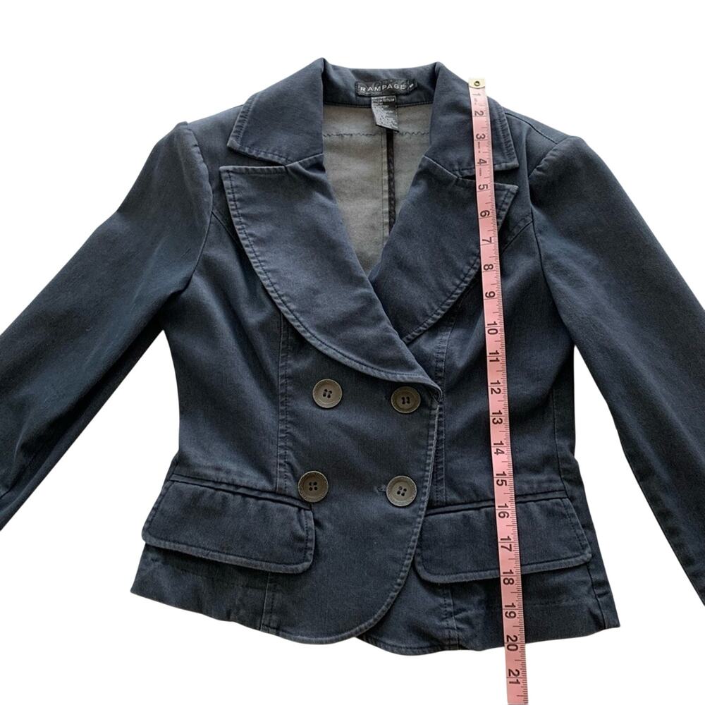 Reworked Britney Spears Y2K Graphic Upcycled Denim Blazer Jacket Women's Small - Picture 5 of 8